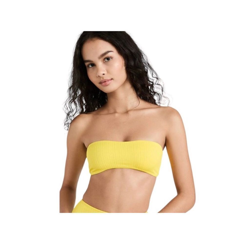 Frankies Bikinis M Jean Bandeau Plisse Top in Pina Colada